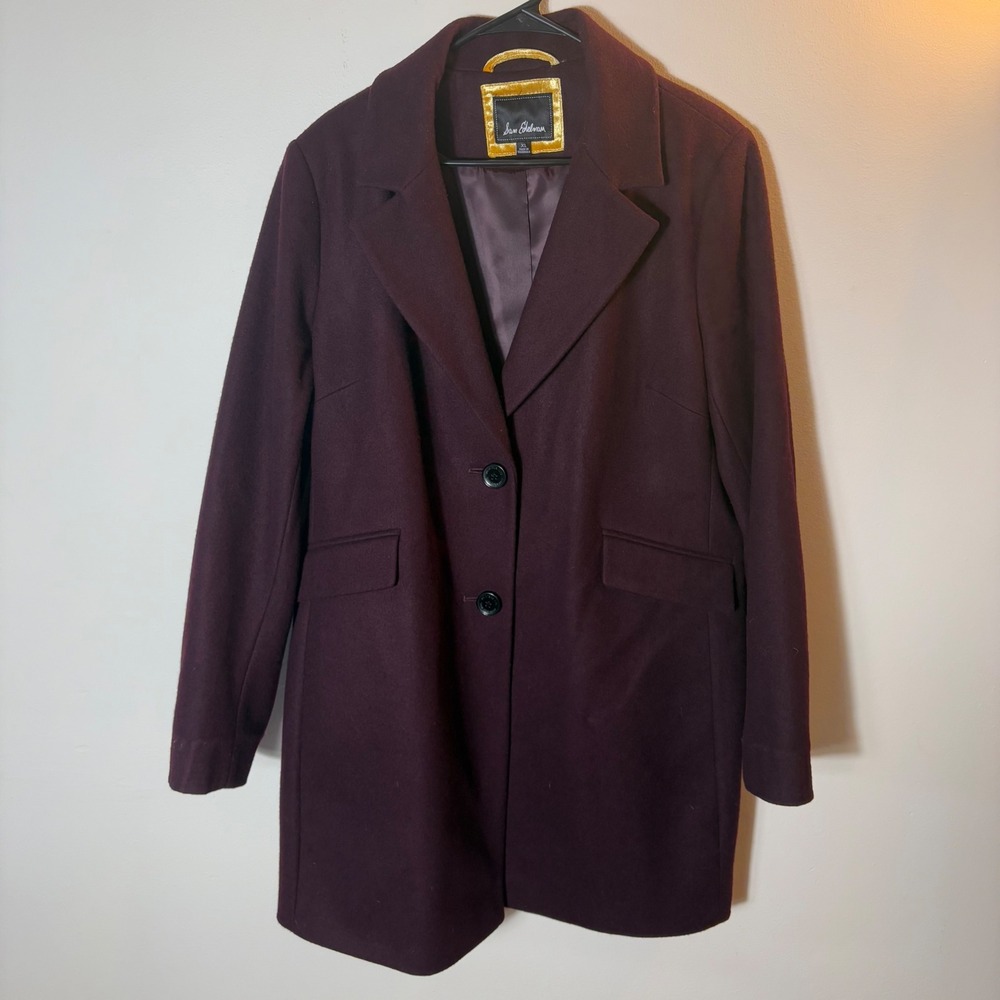 Sam Edelman Wool Blend Coat XL Dark Purple Longline Classic Jacket‎